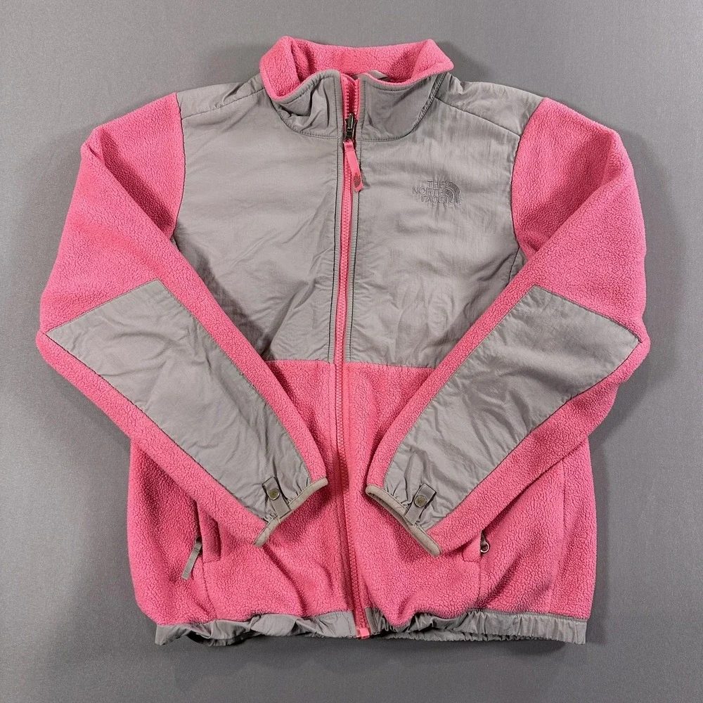 The North Face Jacket Youth 14-16 Pink Gray Fleece Colorblock Full Zip Outdoor